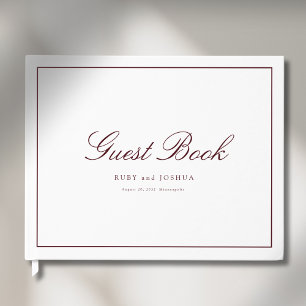 Livre D'or Mariage élégant royal burgundy et écriture blanche