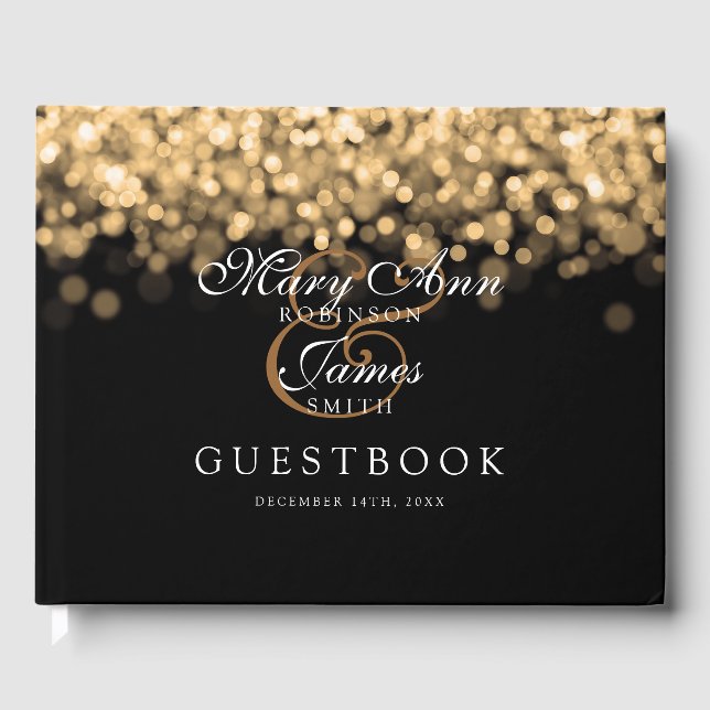 Livre d'or mariage Élégants Lumières or (Recto)