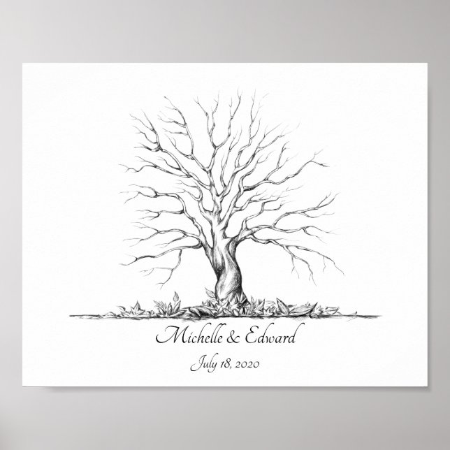 Livre d'or Mariage Empreinte de l'Arbre des Doigts (Devant)