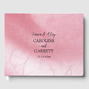Livre D'or Mariage en cuir rose Faux