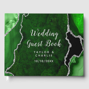 Livre D'or Mariage en marbre vert et argenté