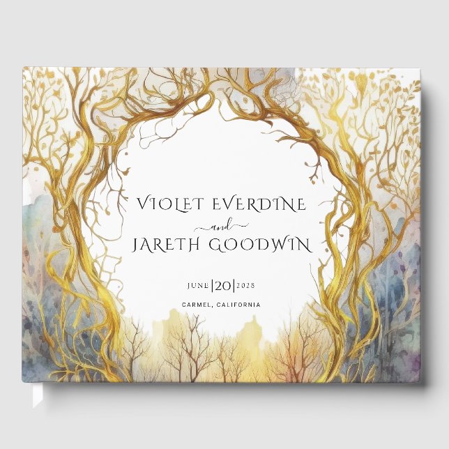 Livre D'or Mariage Enchanted Forest Gold Portal (Recto)