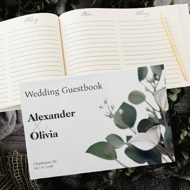 Livre D'or Mariage Eucalyptus moderne (Modern Eucalyptus Wedding Guest Book)