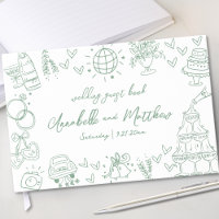 Mariage fantaisiste vert dessiné à la main