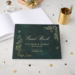 Livre D'or Mariage féerique de forêt émeraude verte magique