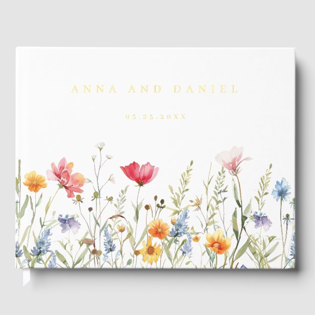 Livre D'or Mariage Fleur sauvage aquarelle (Recto)