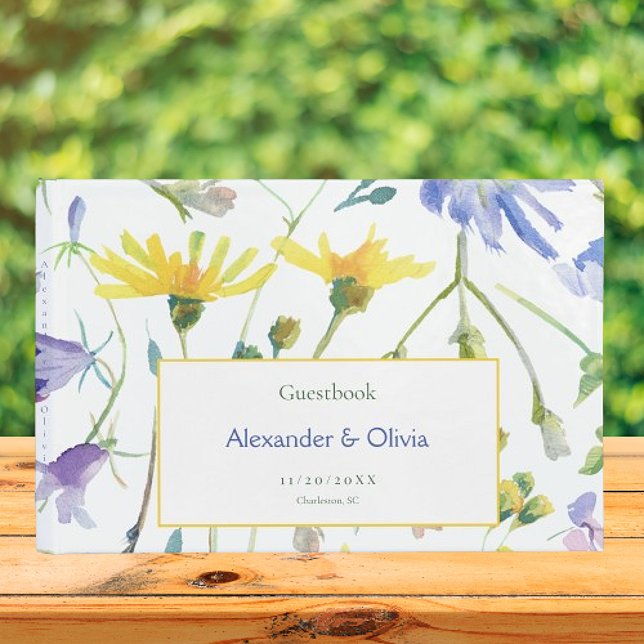 Livre D'or Mariage Fleur sauvage aquarelle (Watercolor Wildflowers Wedding Guest Book)