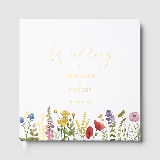 Livre D'or Mariage Fleur sauvage aquarelle Floral (Recto)