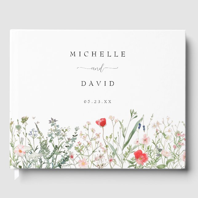 Livre D'or Mariage Fleur sauvage romantique (Recto)