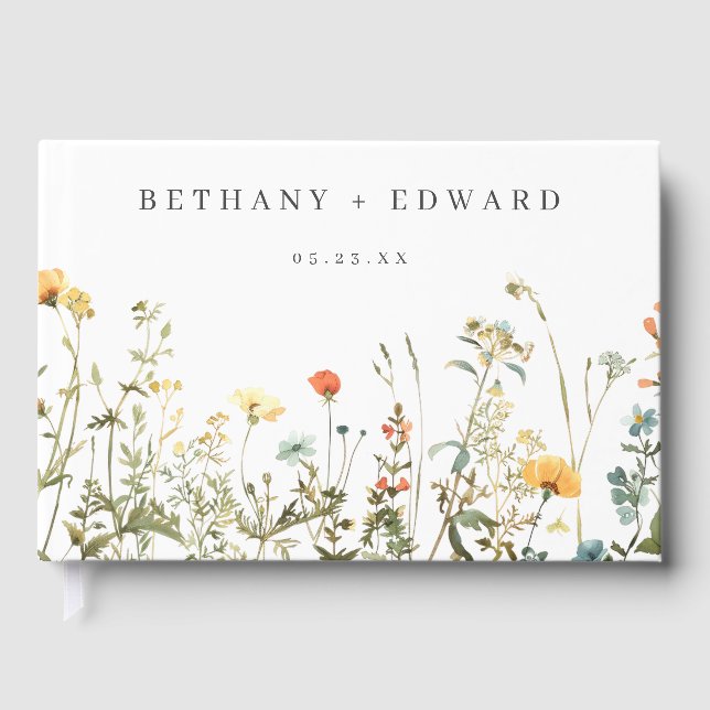 Livre D'or Mariage Fleur sauvage simple (Recto)