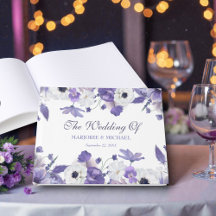 Mariage Fleurs Violettes Pourpres Aquarelle