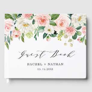 Livre d'or Mariage floral à fleurs blanches