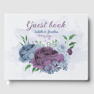 Livre D'or Mariage floral bleu pourpre