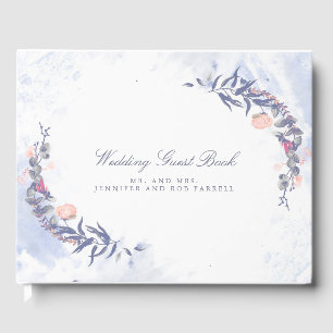 Livre D'or Mariage floral bleu roux et poussiéreux