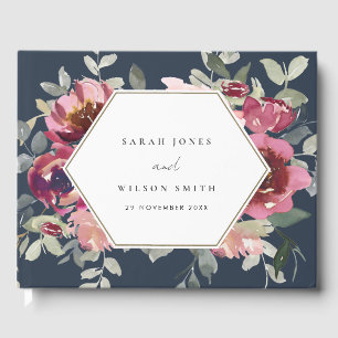 LIVRE D'OR MARIAGE FLORAL BURGUNDY MARINE