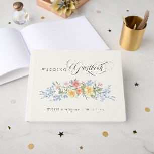 Livre D'or Mariage Floral de Jardin Orné de Pastel Doux de Pr