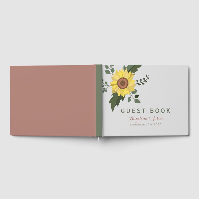 Livre D'or Mariage floral de tournesol rustique (Complet)