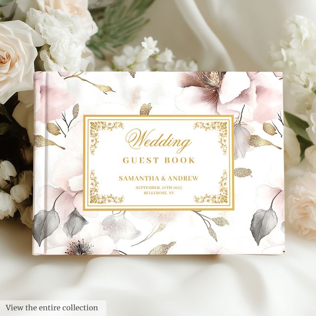Livre d'or Mariage Floral Dusty Pink Ivory (Floral Dusty Pink Ivory Gold Wedding Guest Book

)