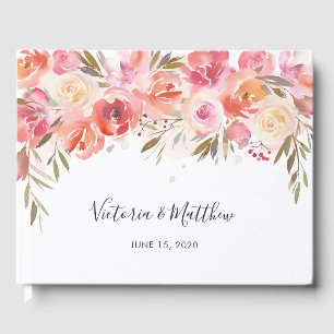 Livre D'or Mariage floral romantique à fleurs bleues