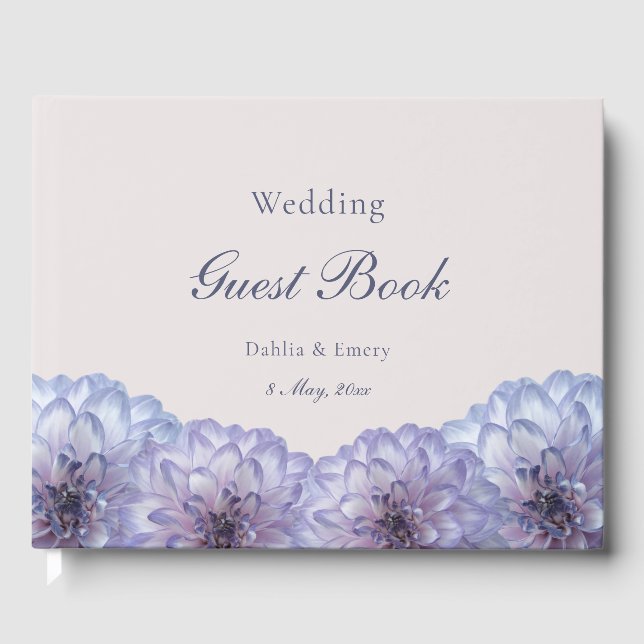 Livre D'or Mariage floral rose bleu foncé (Recto)