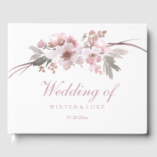 Livre d'or Mariage floral rose et gris
