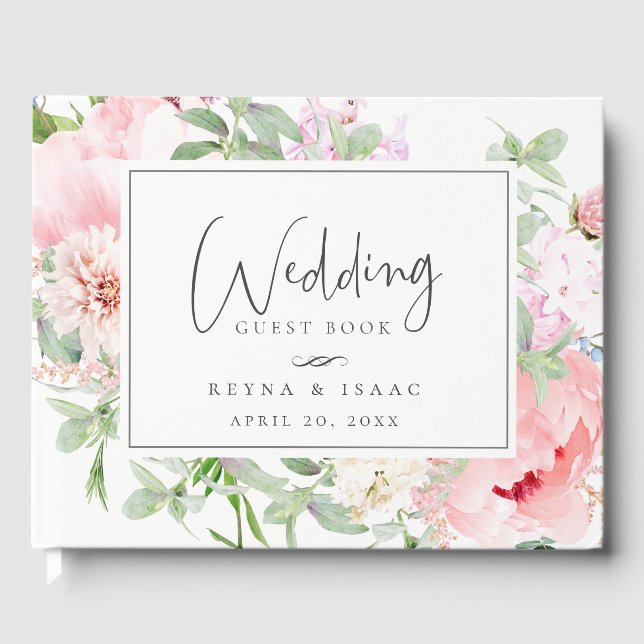 Livre D'or Mariage floral rose pâle (Recto)