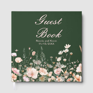 Livre D'or Mariage Floral Rose Pâle Printemps Fleur Sauvage