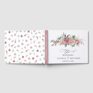 Livre D'or Mariage Floral Rose Poussiéreux