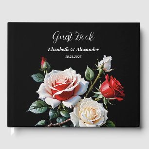 Livre D'or Mariage floral roses rose blanc rose foncé 