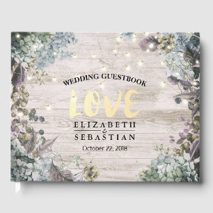 Livre d'or mariage Floral String Lights Rustic Woo