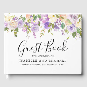 Livre D'or Mariage floral violet rustique