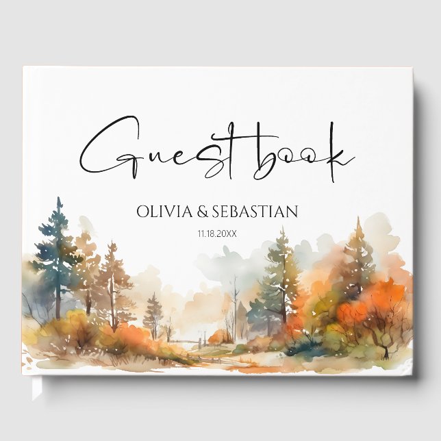 Livre D'or Mariage forestier d'automne rustique (Recto)