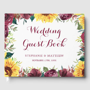 Livre D'or Mariage frontalier floral des tournesols aquarelle