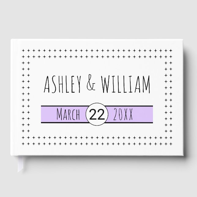 Livre D'or Mariage géométrique lilavande de typographie dessi (Recto)