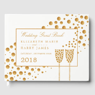Livre D'or Mariage Gold Champagne Bubbles