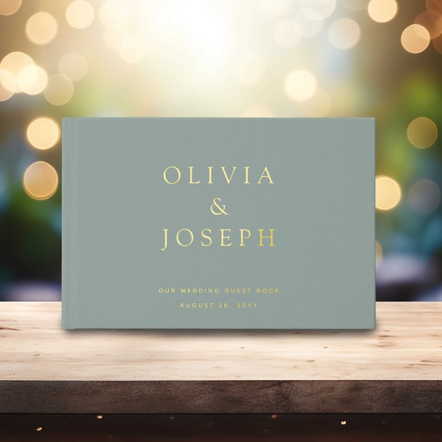 Livre D'or Mariage Gold Foil personnalisé Sage vert (Créateur téléchargé)