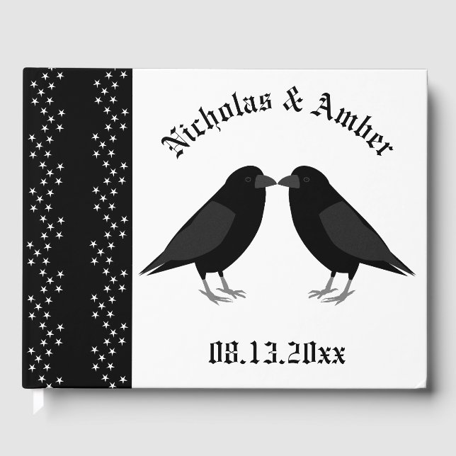 Livre D'or Mariage gothique Baiser Ravens Personnalisé (Recto)