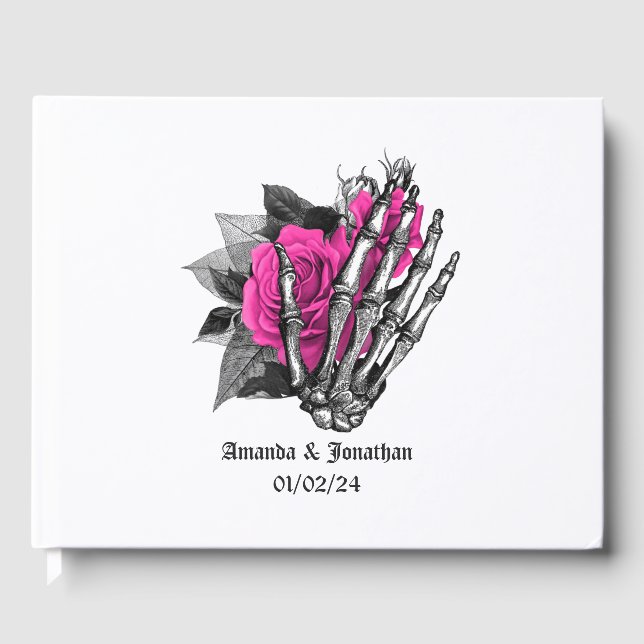 Livre D'or Mariage gothique floral rose chaud (Recto)