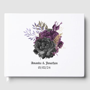 Livre D'or Mariage gothique noir et or violet