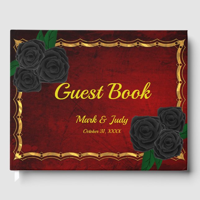 Livre D'or Mariage gothique noir Rose sang rouge (Recto)