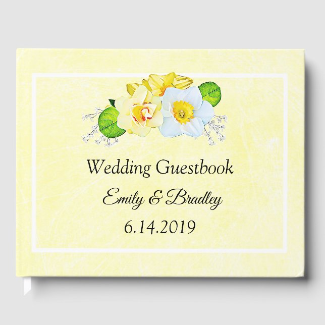 Livre D'or Mariage jonquille florale jaune (Recto)