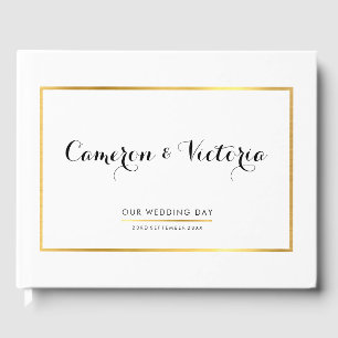 Livre D'or MARIAGE KEEPSAKE simple style fausse cadre or