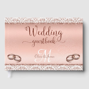 Livre D'or Mariage métallique Glamor Rose Gold Damask 