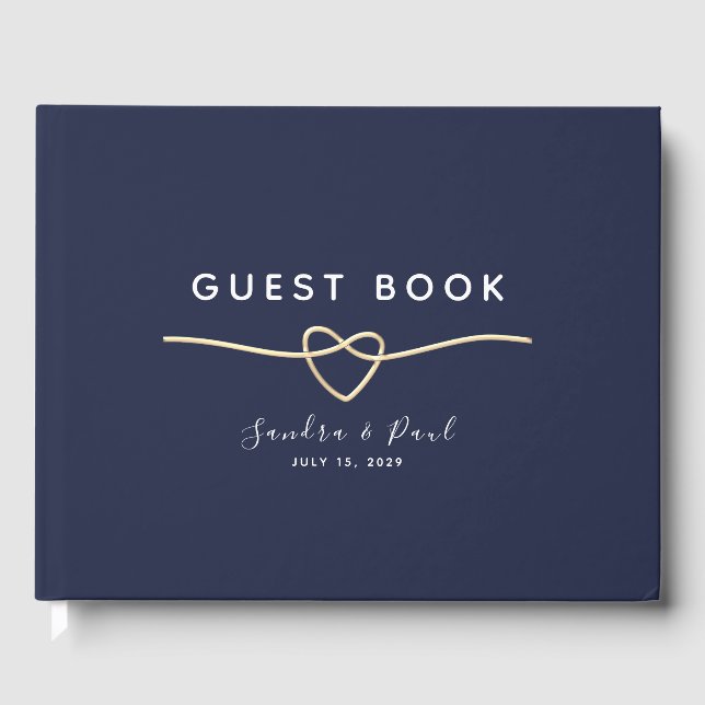 Livre D'or Mariage minimaliste bleu marine (Recto)