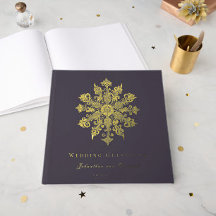 Livre D'or Mariage minimaliste de flocon de neige   Plum Purp
