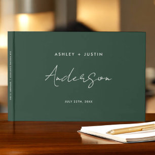 Livre D'or Mariage minimaliste Emerald Green Personnalisé