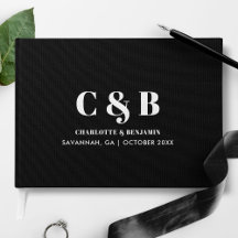 Mariage minimaliste moderne gras Monogramme noir