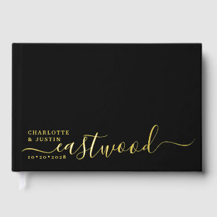 Livre D'or Mariage minimaliste moderne Monogramme noir