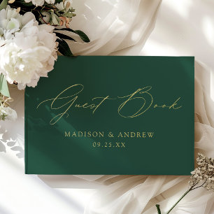 Livre D'or Mariage moderne élégant Script vert