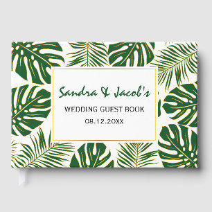 Livre D'or Mariage moderne feuille vert et or tropical